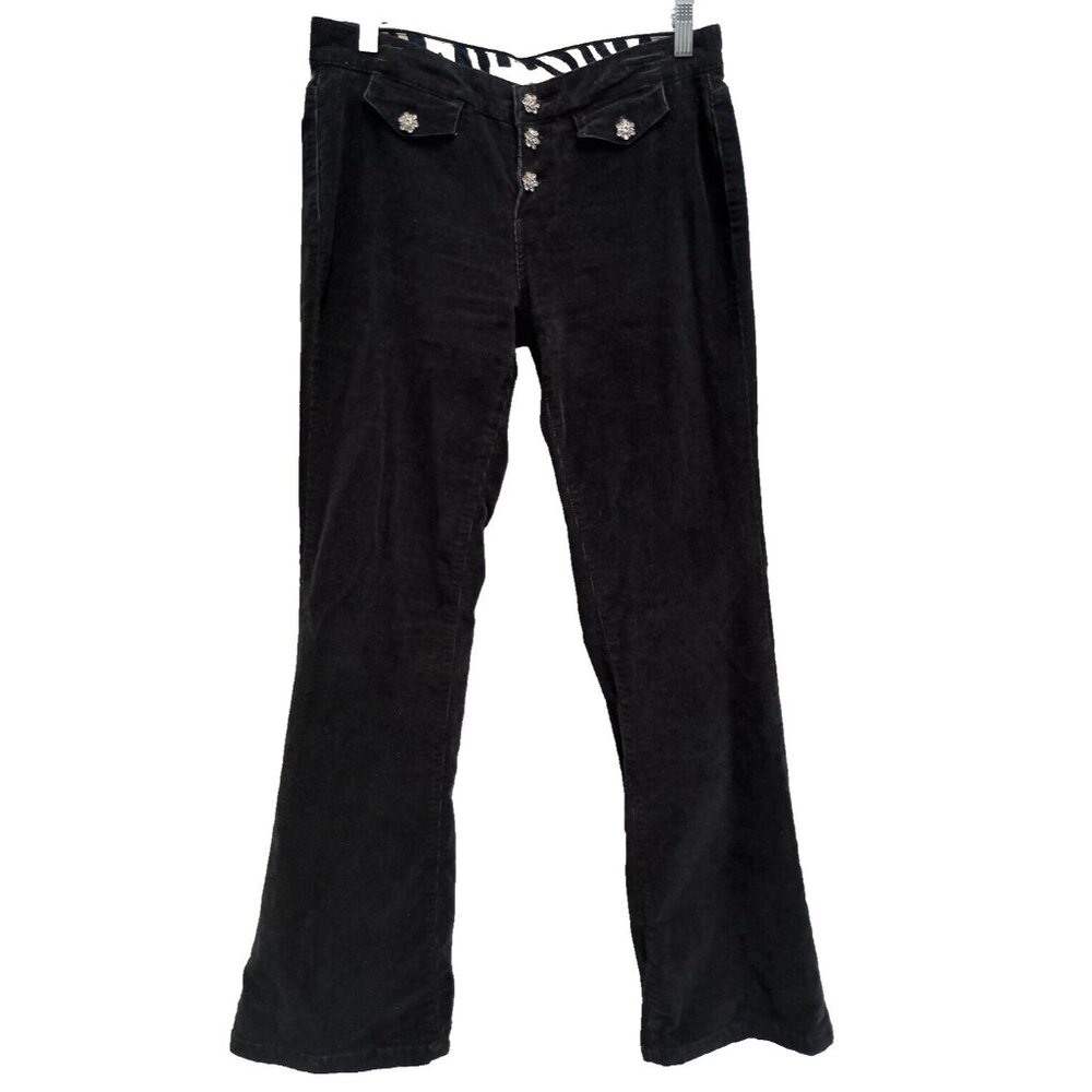 Vintage 90s Tommy Jeans Womens Flare Leg Corduroy Pants Size 7 Black Hippe‎ BOHO